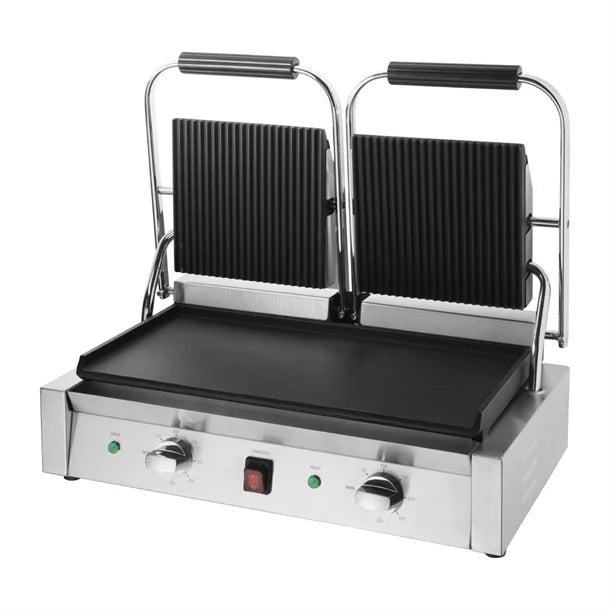Buffalo CU606 Bistro Double Contact Grill Ribbed/Smooth 2.9kw - Cater-Connect Ltd