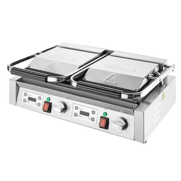 Buffalo CU610 Extra Large Contact Grill Double Smooth Flat Plate 3.6kw - Cater-Connect Ltd