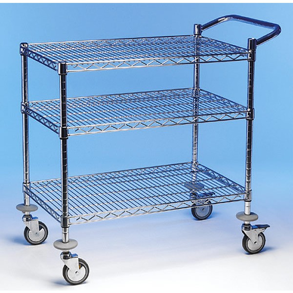 EAIS Stainless Steel 3 Tier Chrome Utility Cart 1000mm - Cater-Connect Ltd