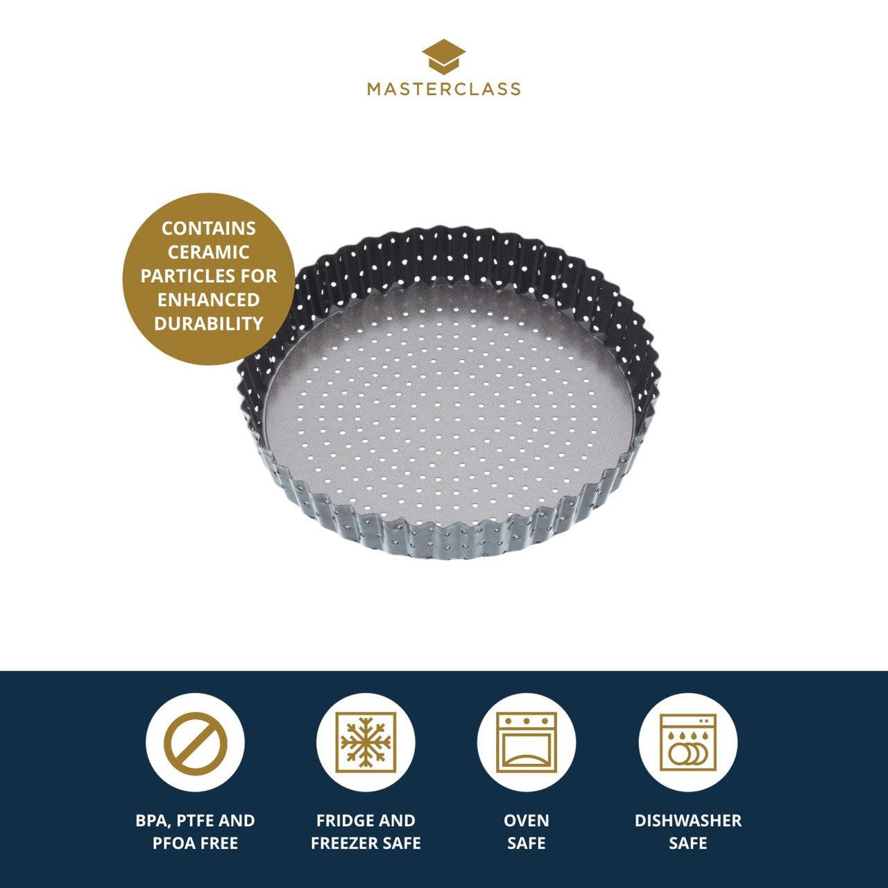 MasterClass Crusty Bake Non-Stick Fluted Round Quiche Tin 25cm.