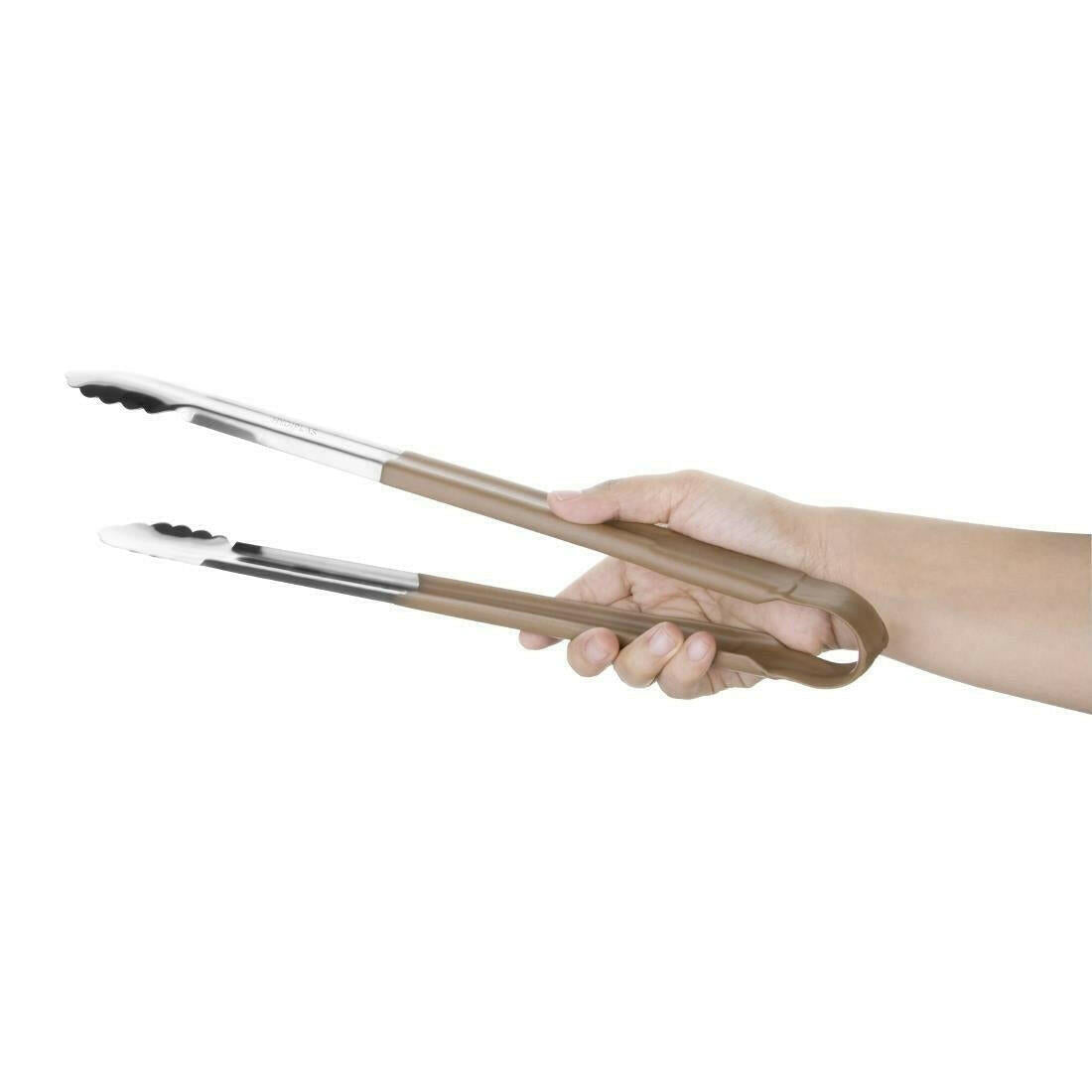 Hygiplas Colour Coded Brown Serving Tongs 405mm - Cater-Connect Ltd