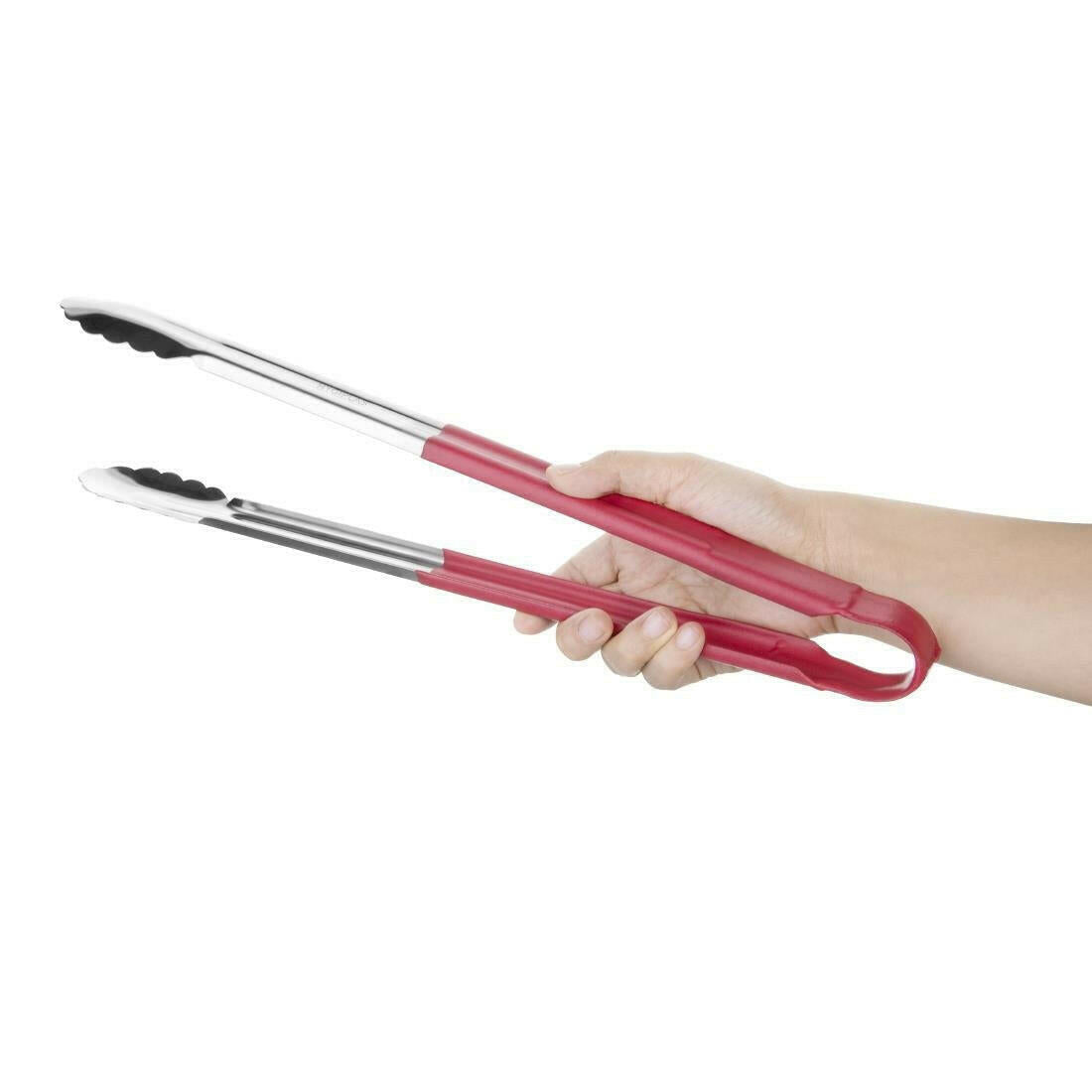 Hygiplas Colour Coded Red Serving Tongs 405mm - Cater-Connect Ltd