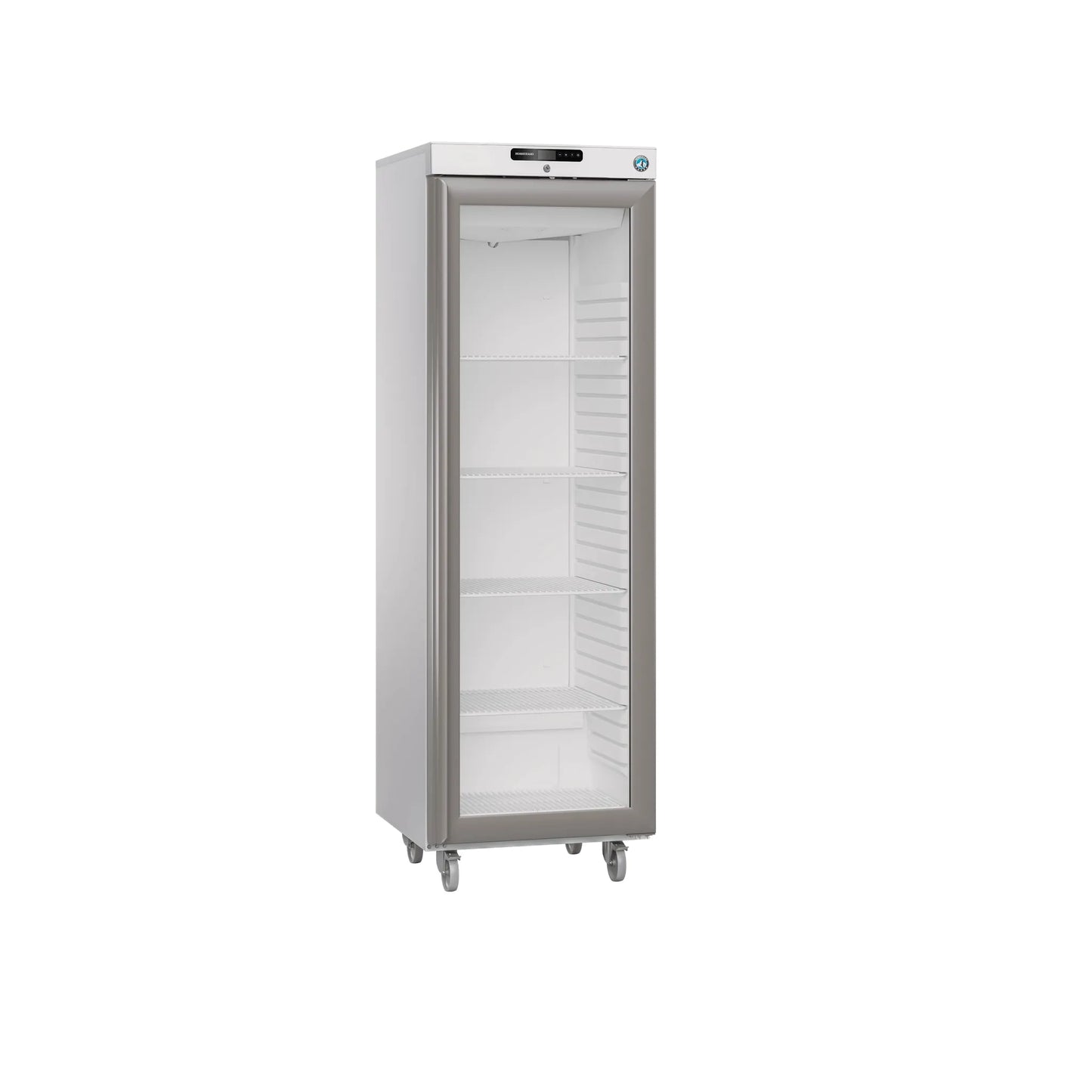 Hoshizaki KG 420 L C DR G U Compact 420 White Upright Single Glass Door Fridge 343 Litres