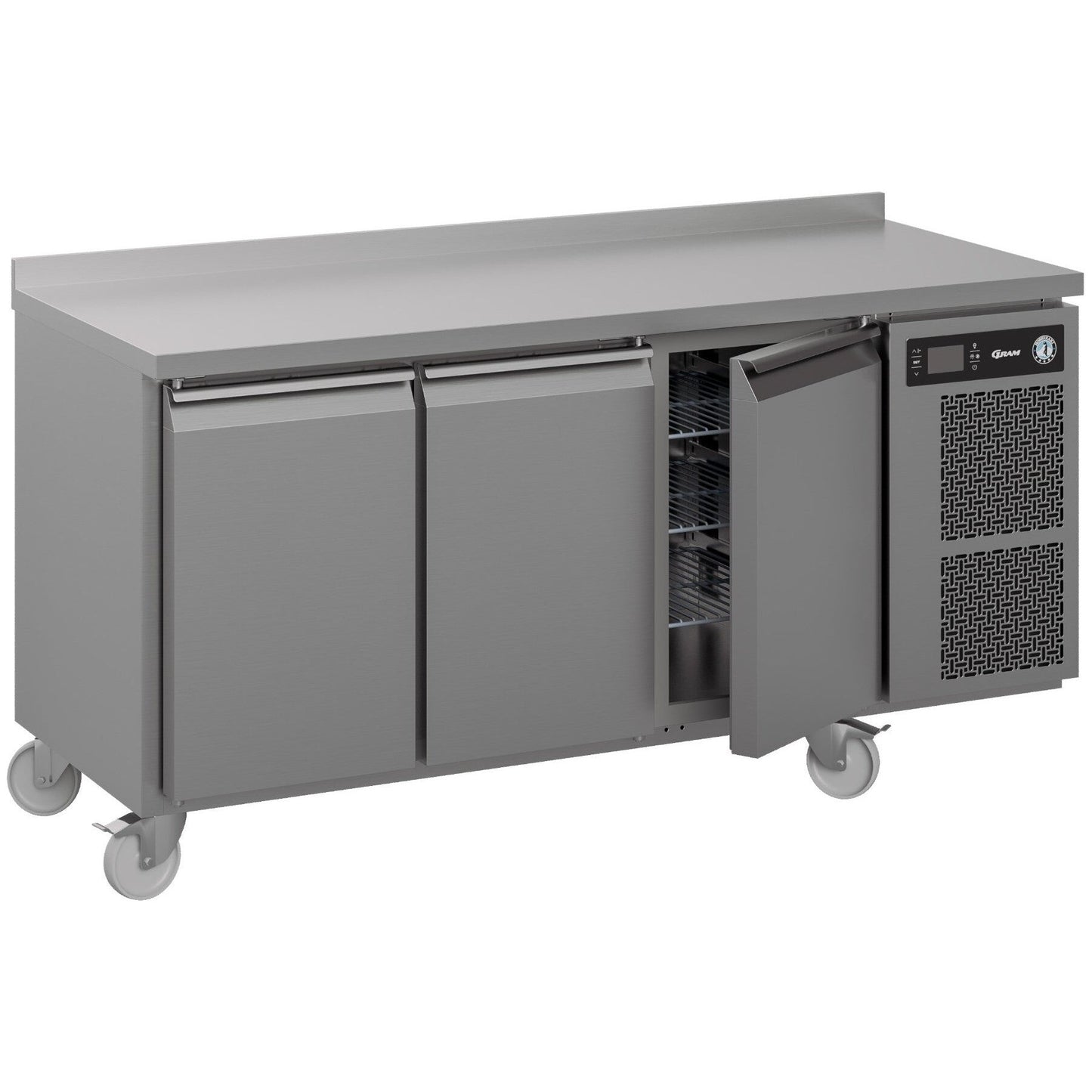 Hoshizaki K 3 A5 DL DL DR C U Three Door Counter Fridge 463 Litres With Splash Back