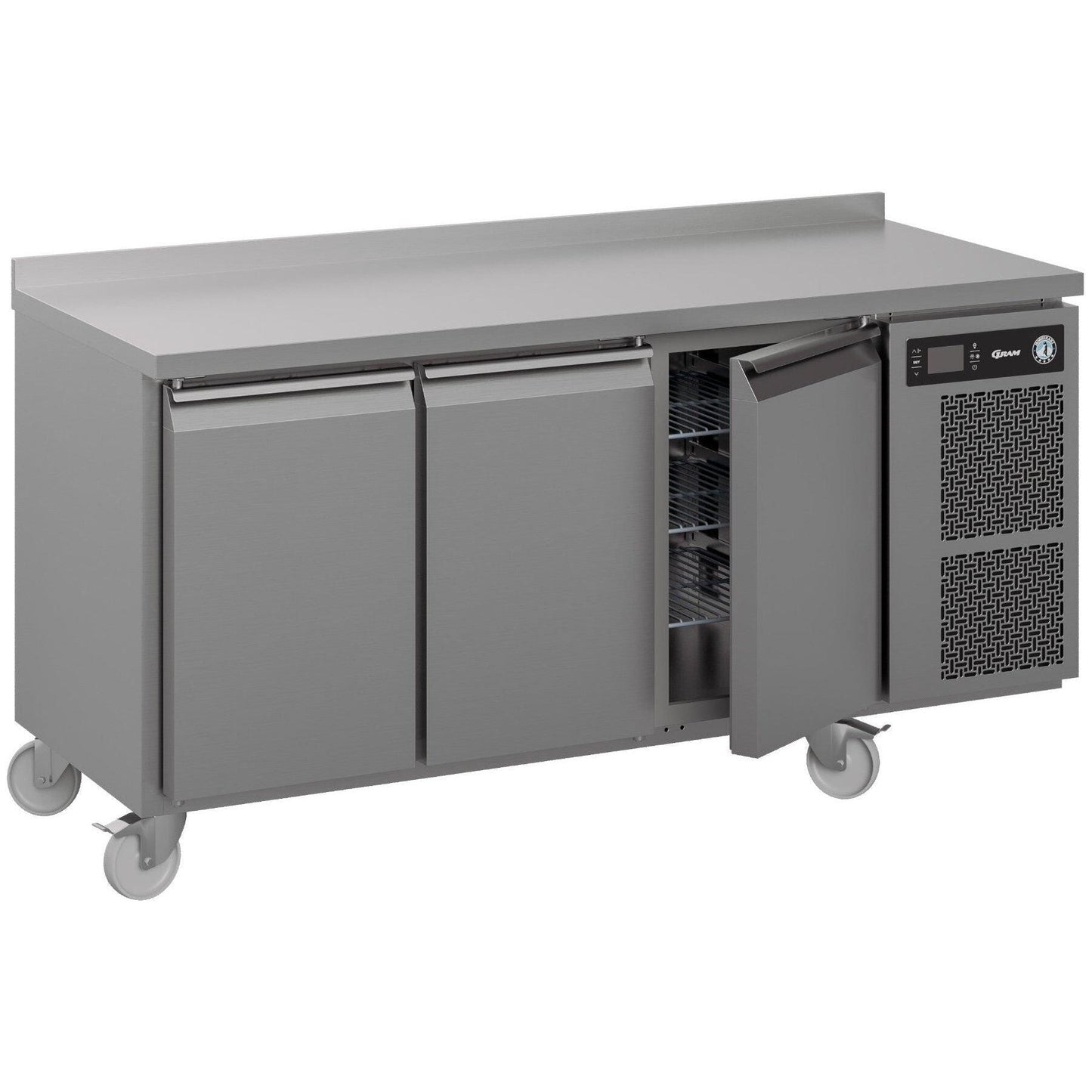 Hoshizaki K 3 A5 DL DL DR C U Three Door Counter Fridge 463 Litres With Splash Back.
