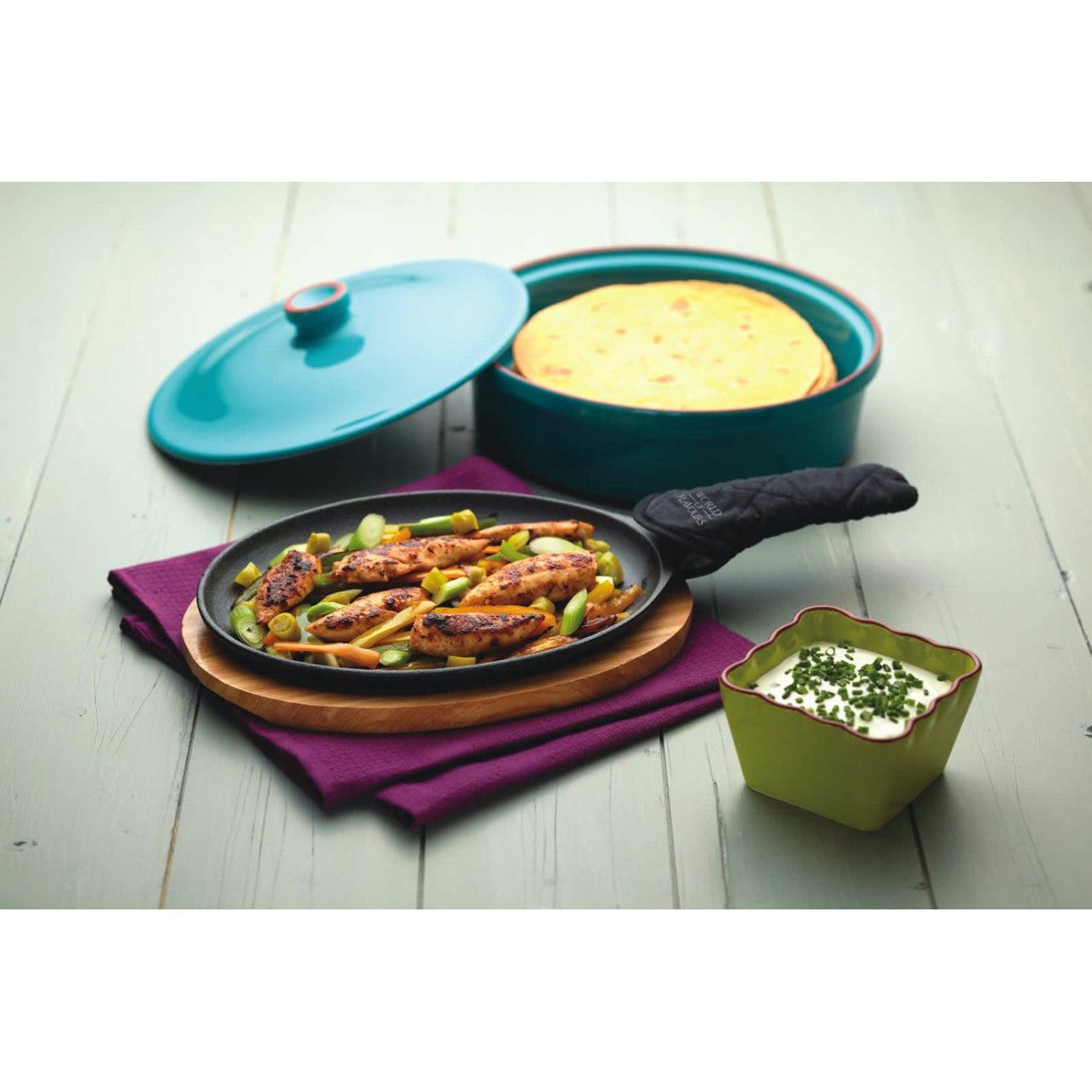 KitchenCraft World of Flavours Cast Iron Fajita Sizzler 41cm