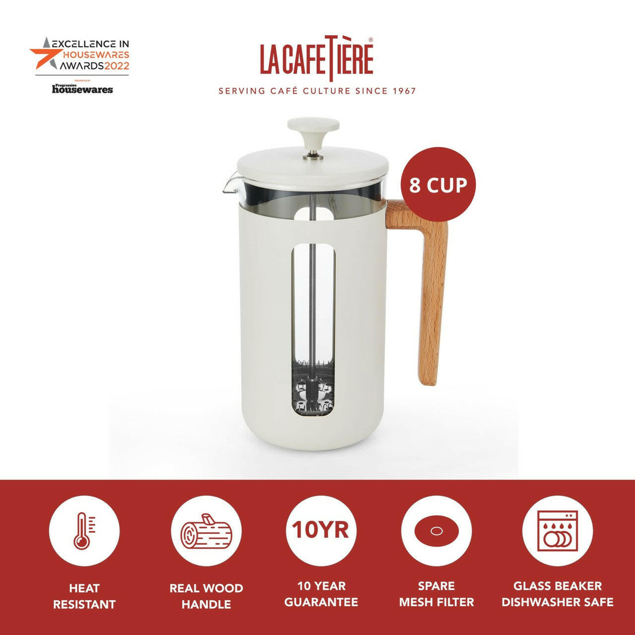 La Cafetière Pisa Cafetiere Flint 8-Cup 1 Litre - Cater-Connect Ltd