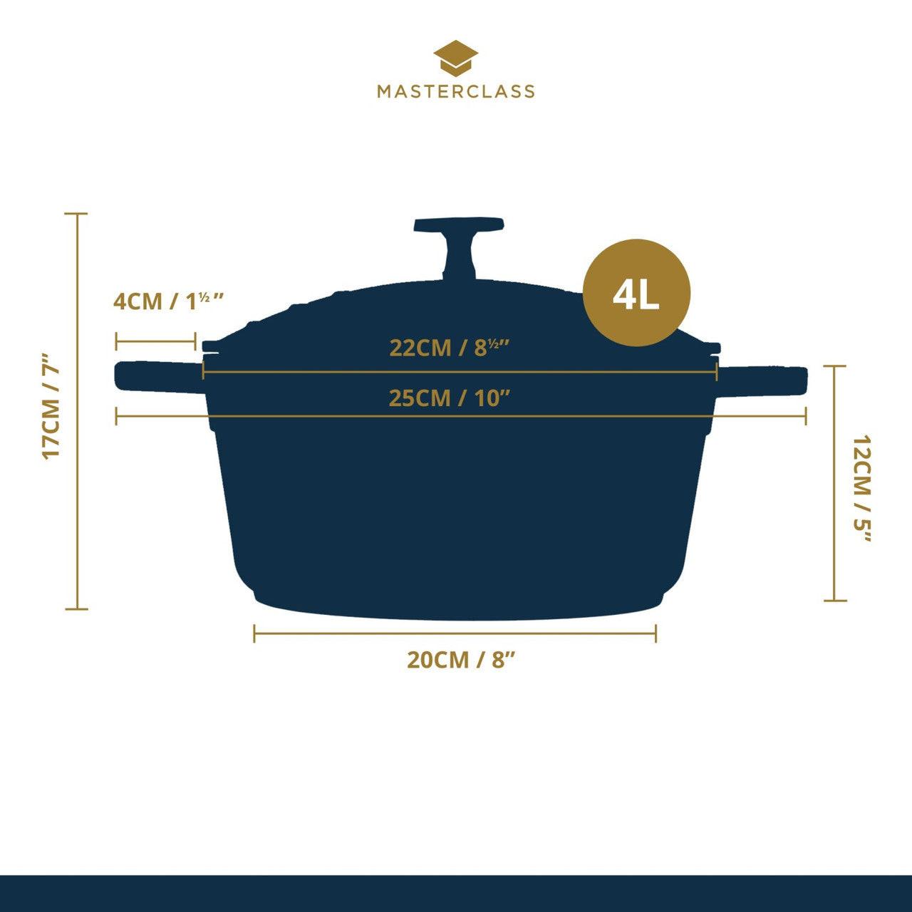 MasterClass Lightweight 4 Litre Hunter Green Casserole Dish With Lid.