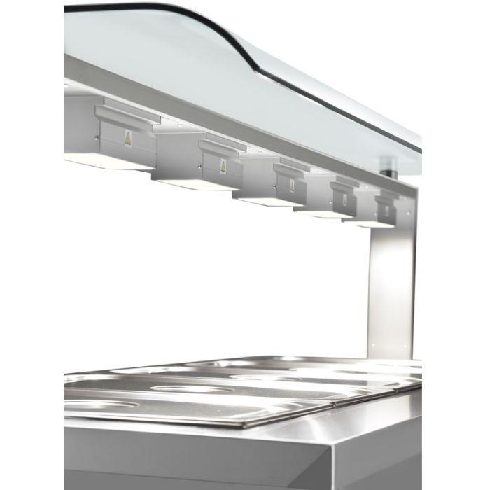 Inomak MJV718 Bain Marie 5 x 1/1GN Heated Base With Sneeze Guard.