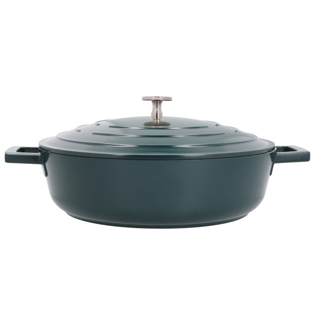 MasterClass Lightweight Shallow 4 Litre Hunter Green Casserole Dish With Lid - Cater-Connect Ltd
