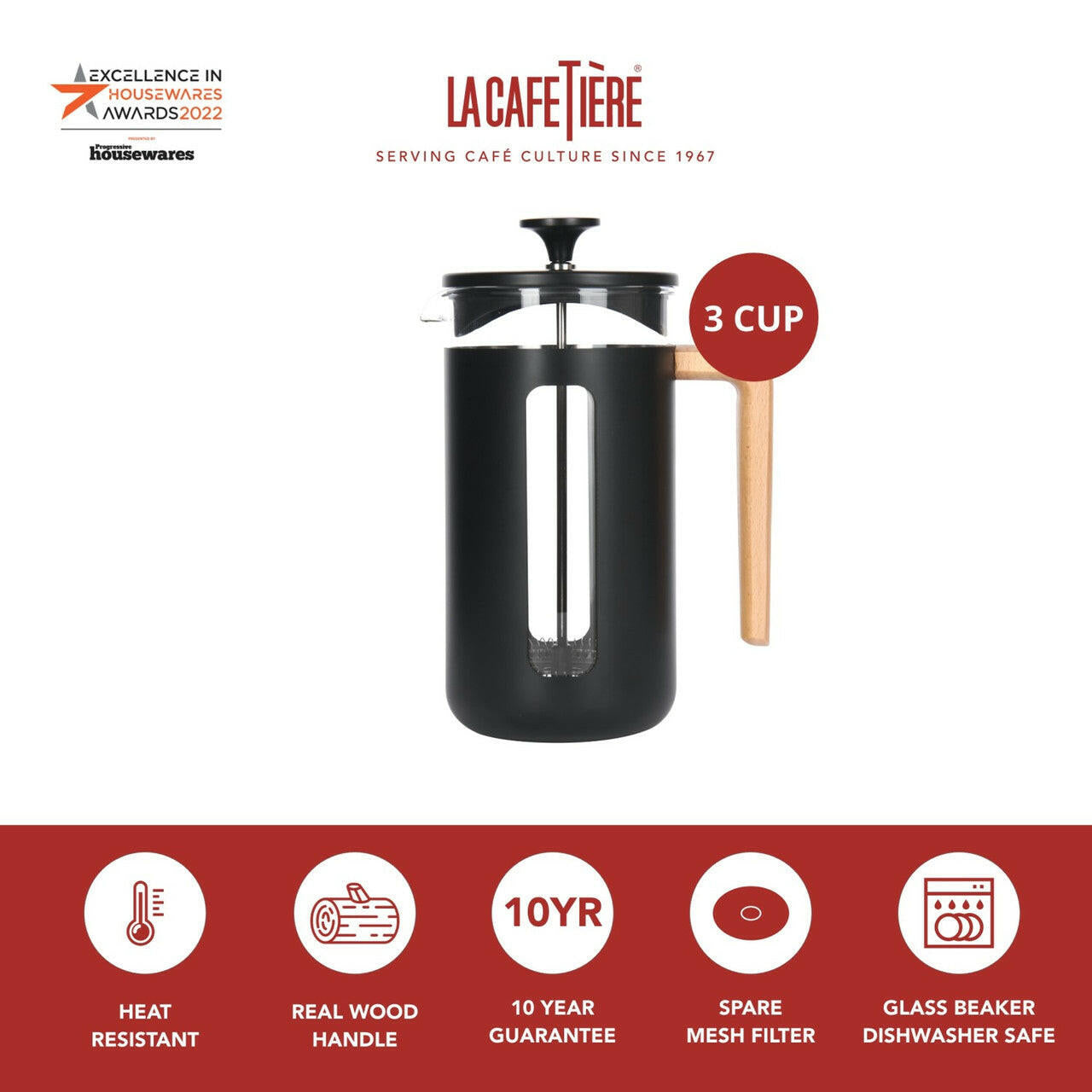 La Cafetière Pisa Cafetiere Black 3-Cup 350ml - Cater-Connect Ltd