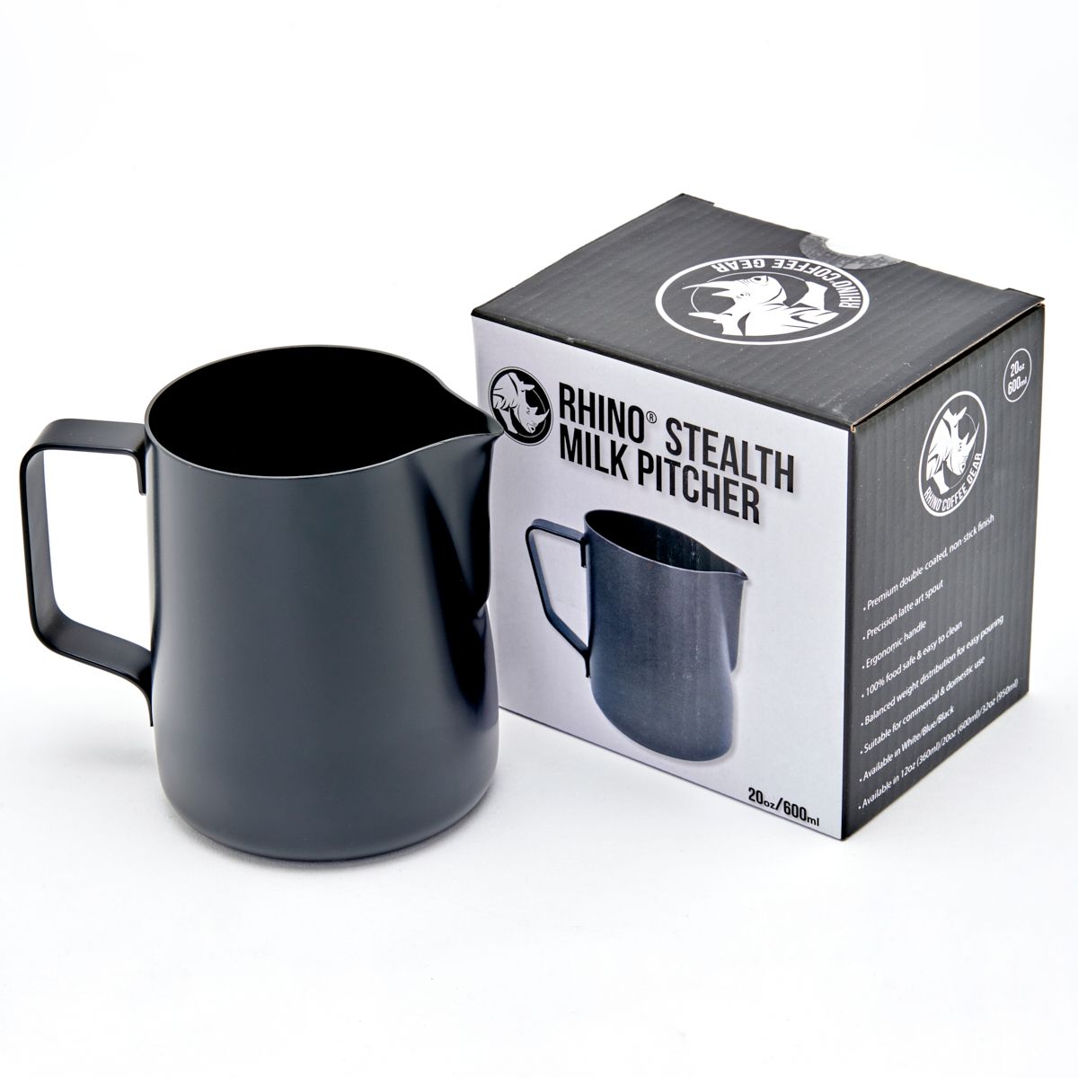 Rhinowares Black Stealth Milk Foaming Pitcher 1 Litres - Cater-Connect Ltd