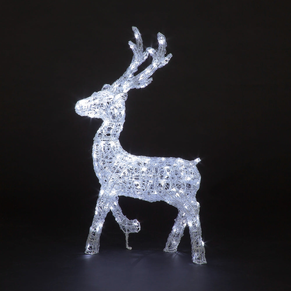 Snowtime 1m Spun Acrylic Reindeer 140 Ice White LEDs Outdoor Christmas Decoration - Cater-Connect Ltd