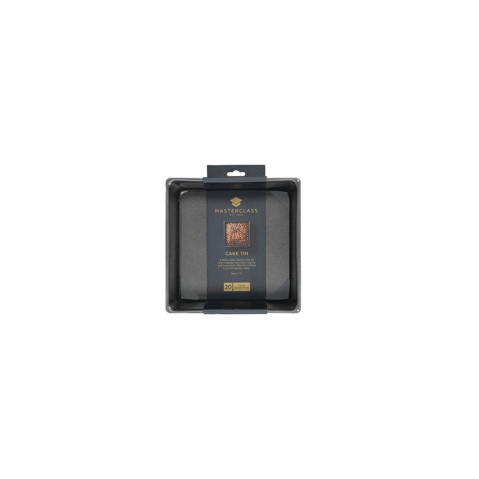 MasterClass KCMCHB38 Non-Stick Square Loose Base Deep Cake Pan 18cm.