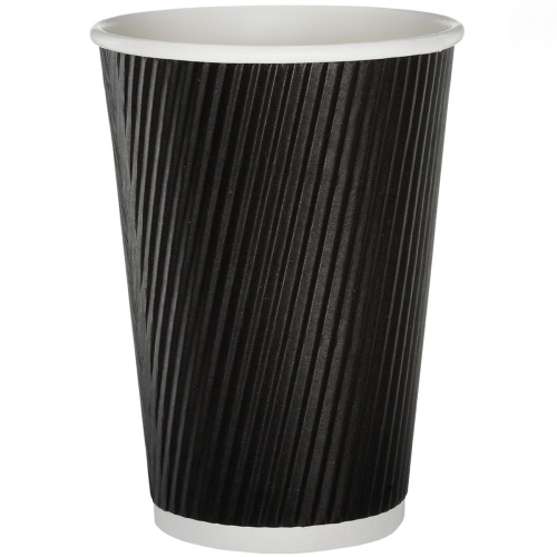 Recyclable Hot Beverage Takeway Cup Ripple Walled Black 16oz Case Size 500 - Cater-Connect Ltd