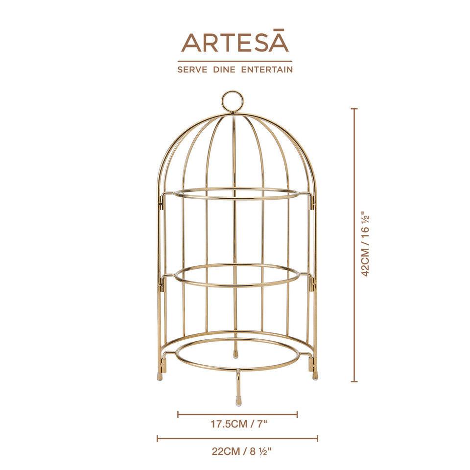 Artesà 3 Tier Afternoon Tea Cake Bird Cage Stand 22cm x 42cm.