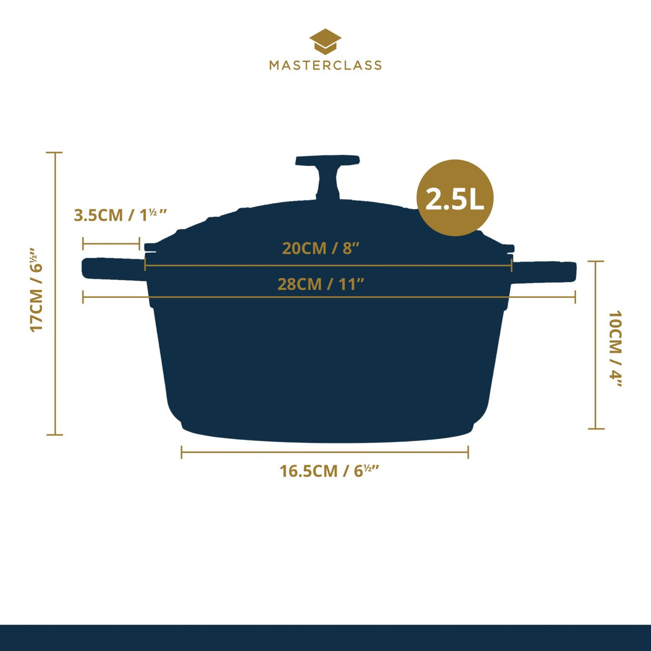 MasterClass Lightweight 2.5 Litre Sky Blue Casserole Dish With Lid - Cater-Connect Ltd