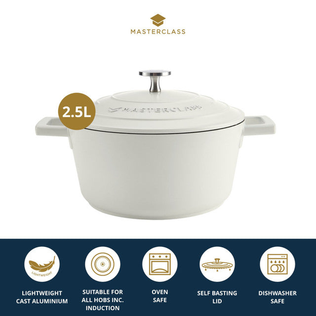 MasterClass Lightweight 2.5 Litre Cream Casserole Dish With Lid - Cater-Connect Ltd