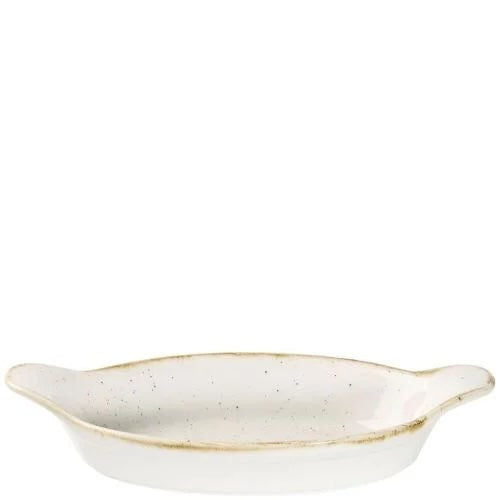 Churchill Stonecast Barley White Oval Eared Dish 11.3cm x 20.5cm/255ml Case Size 6 - Cater-Connect Ltd