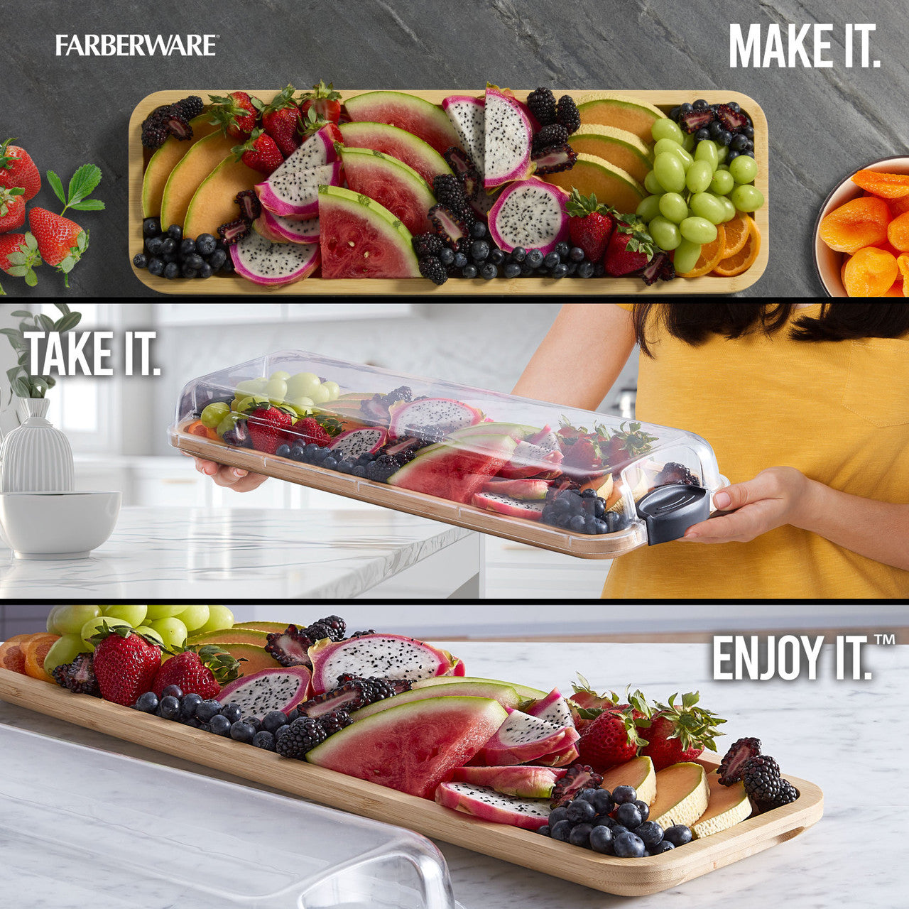 Farberware Build-a-Board Bamboo Platter 58cm x 17cm x 8cm