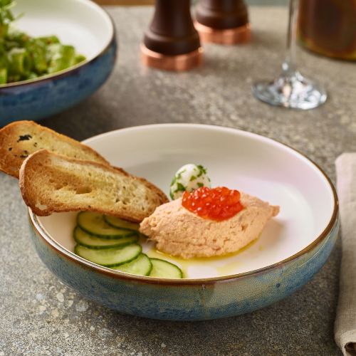 GenWare Terra Porcelain Aqua Blue Two Tone Coupe Bowl 20cm Case Size 6