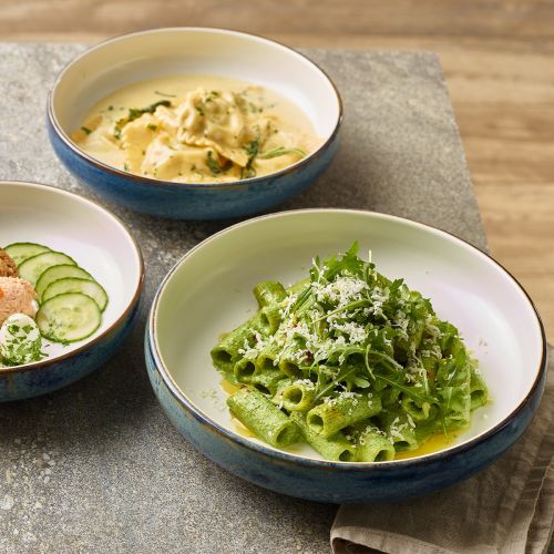 GenWare Terra Porcelain Aqua Blue Two Tone Coupe Bowl 22cm Case Size 6