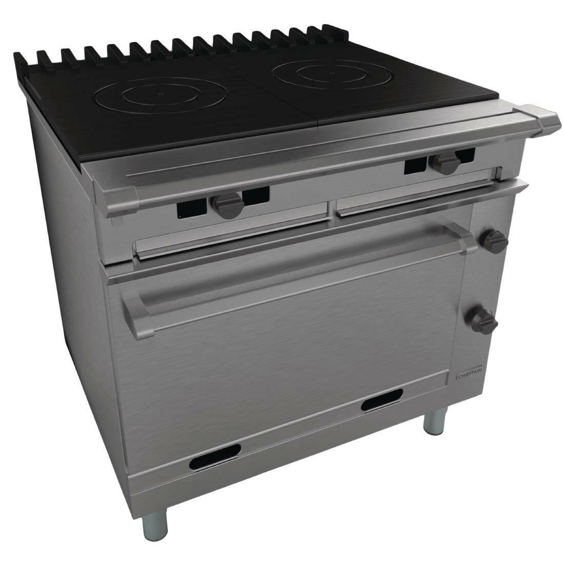 Falcon Chieftain G1006FX Gas Twin Bullseye Solid Top Range Oven With Castors.