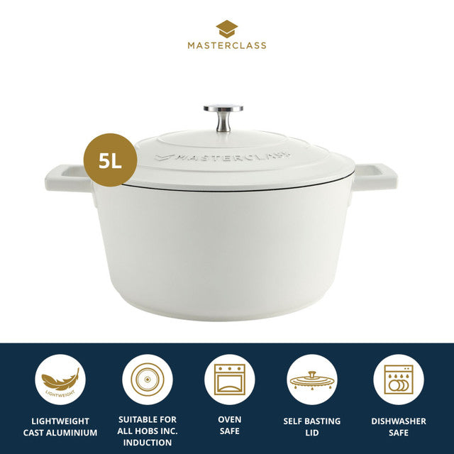 MasterClass Lightweight 5 Litre Cream Casserole Dish With Lid - Cater-Connect Ltd