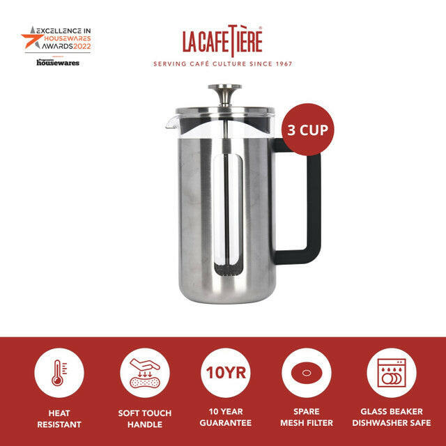 La Cafetière Pisa Cafetiere Silver 3-Cup 350ml - Cater-Connect Ltd