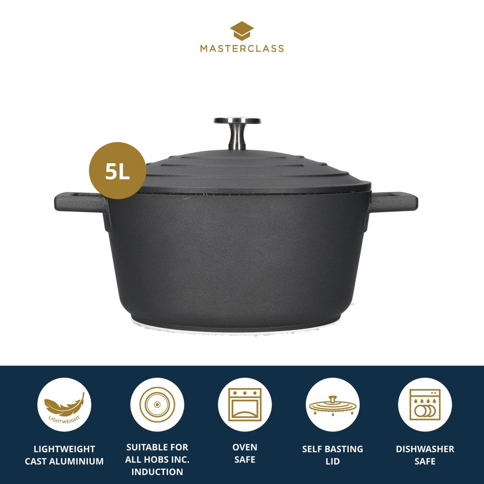 MasterClass Cast Aluminium 5 Litre Casserole Dish 5 Litres