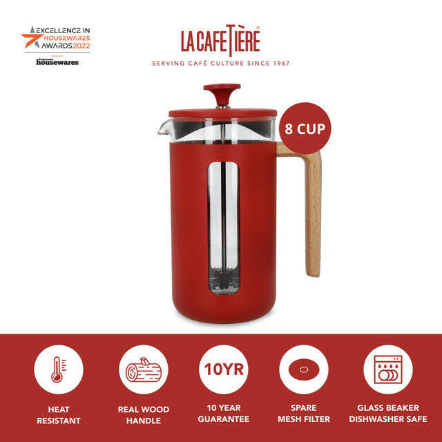 La Cafetière Pisa Cafetiere Red 8-Cup 1 Litre - Cater-Connect Ltd