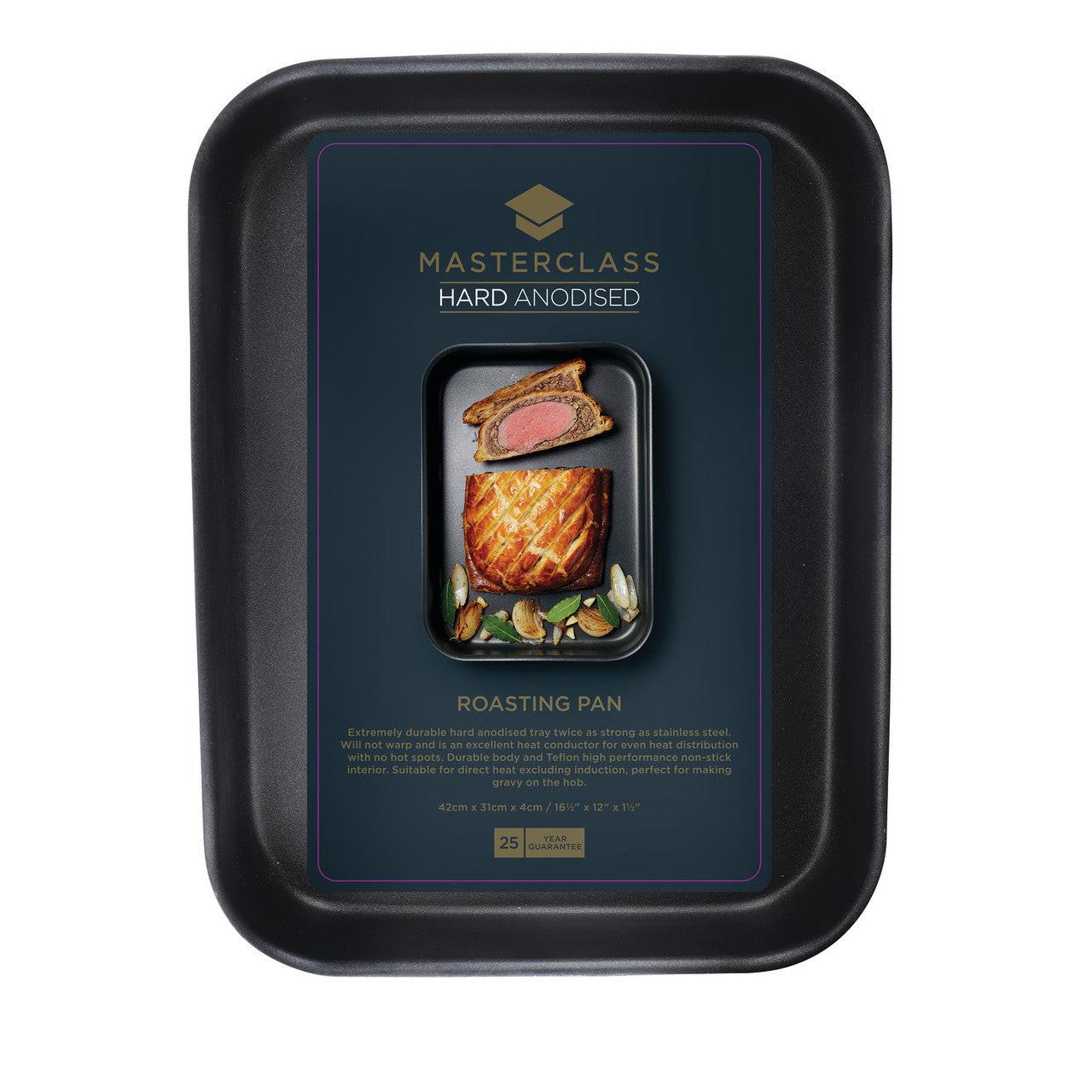 MasterClass Non-Stick Hard Anodised Roasting Pan 42cm x 31cm x 6.5cm.