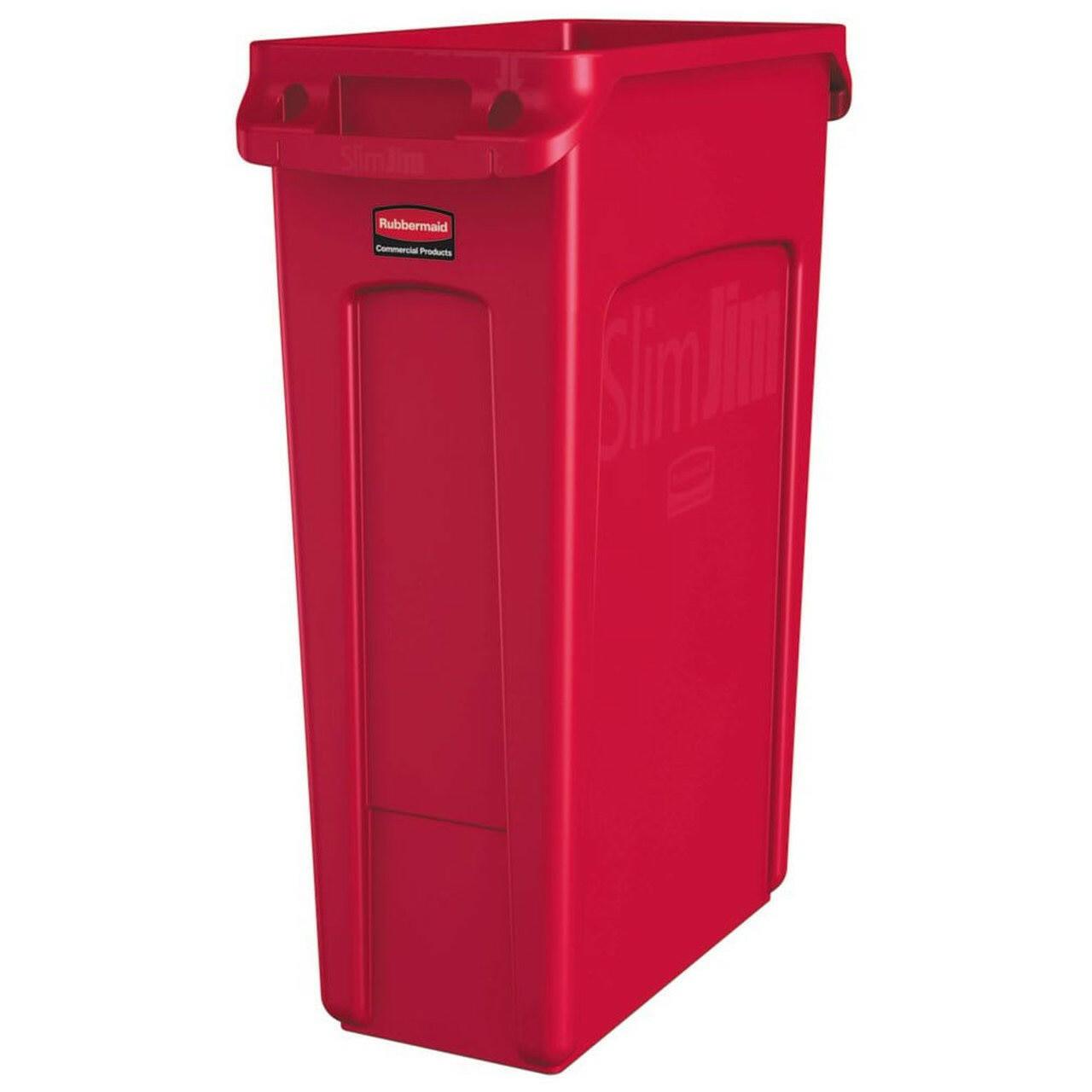 Rubbermaid Slim Jim Red Bin With Venting Channels 87L.