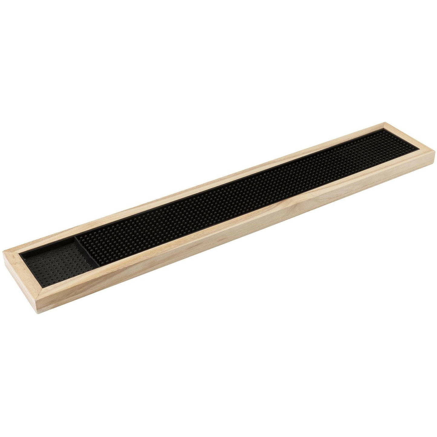 Deluxe Black Rubber Bar Mat With Wooden Frame 24″ x 4″ - Cater-Connect Ltd