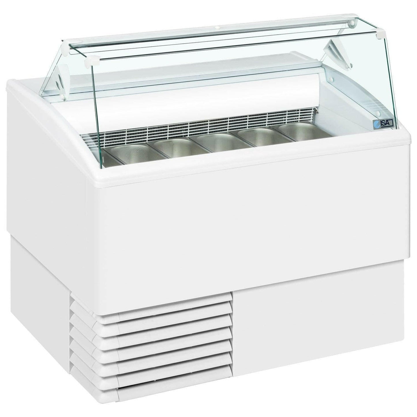 ISA ISETTA 7ST White Flat Glass Four Pan Ice Cream Display Freezer - Cater-Connect Ltd