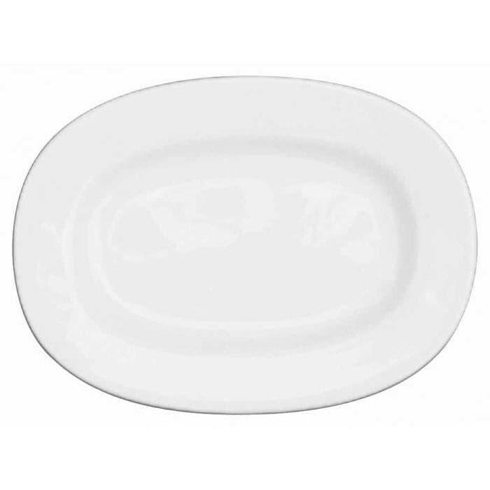 Churchill Alchemy White Fine Rimmed Oval Dish 33cm Case Size 6 - Cater-Connect Ltd