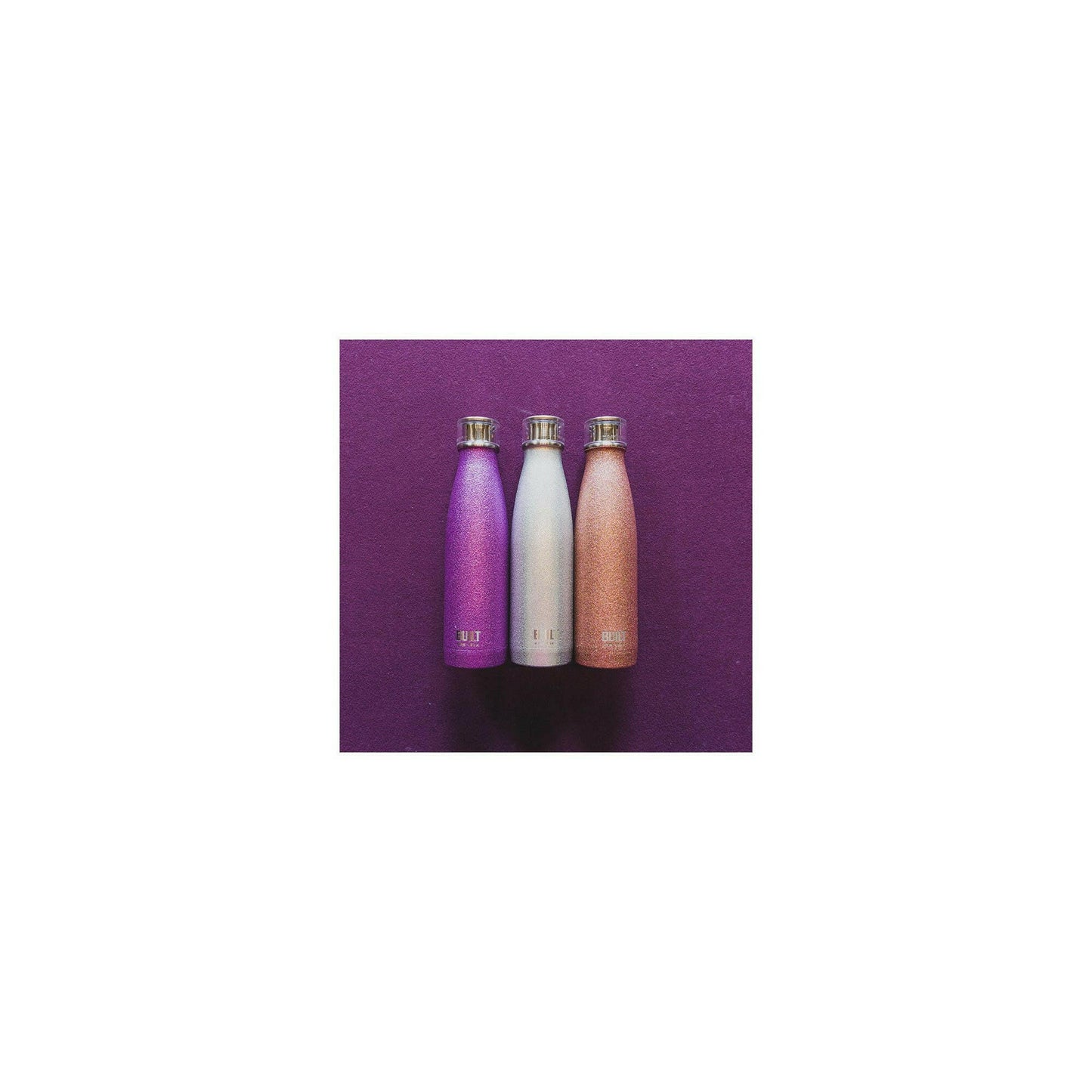 Built 500ml Double Walled Stainless Steel Water Bottle Purple Glitter - Cater-Connect Ltd