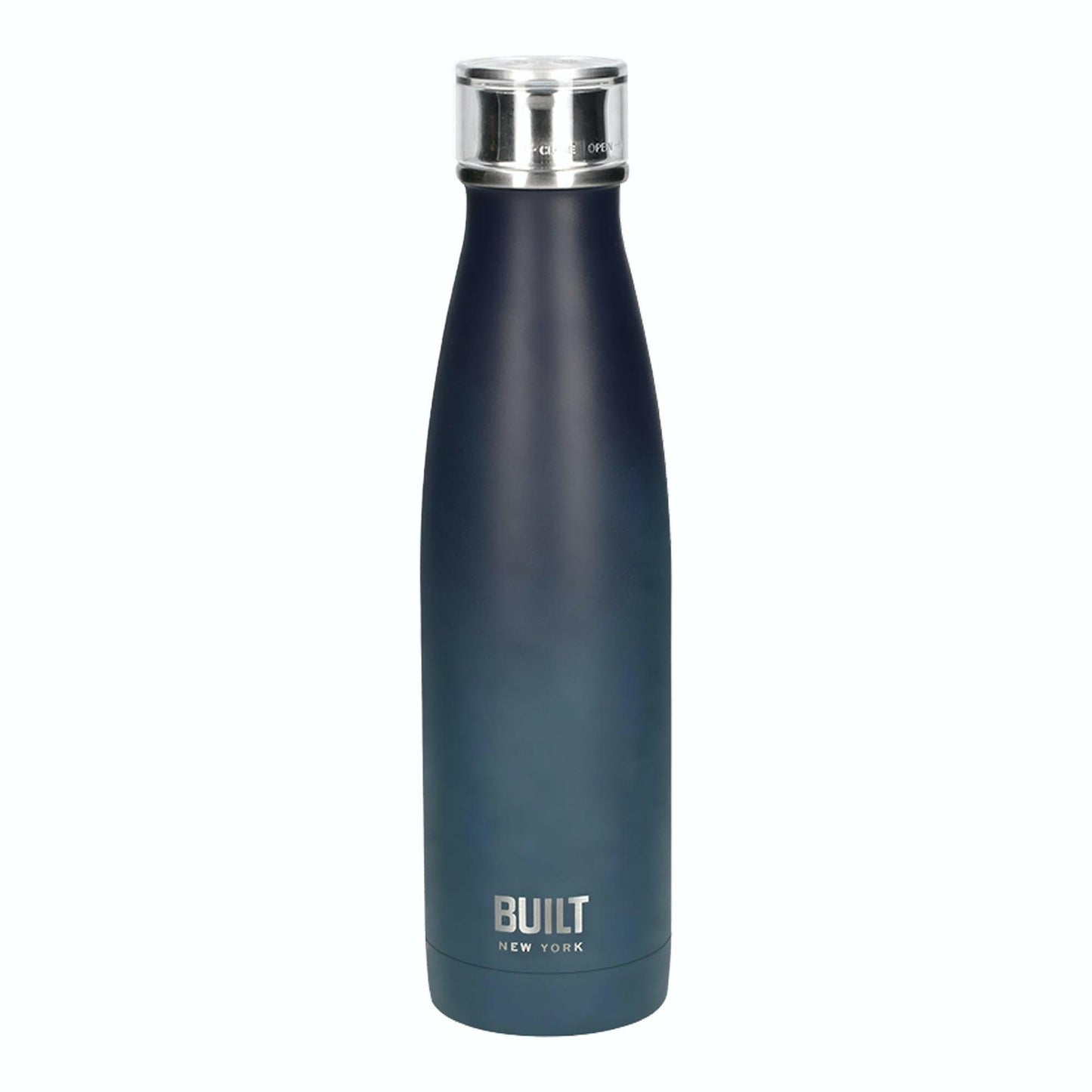 Built 500ml Double Walled Stainless Steel Water Bottle Black and Blue Ombre.