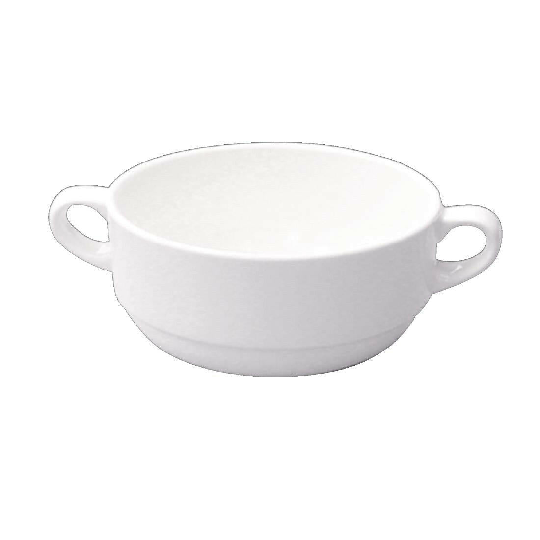 Churchill Alchemy White Handled Soup Bowls 284ml Case Size 24 - Cater-Connect Ltd