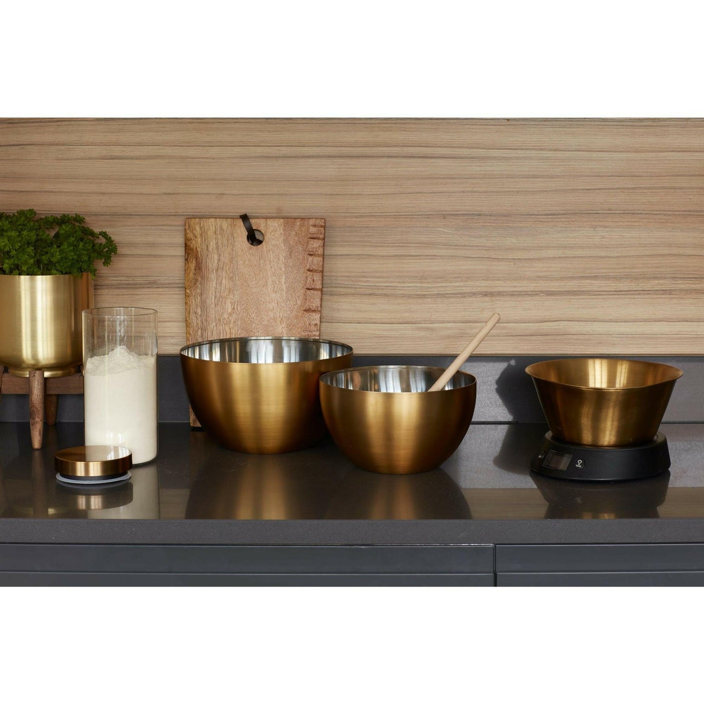MasterClass Stainless Steel Brass Finish Mixing Bowl 24cm.