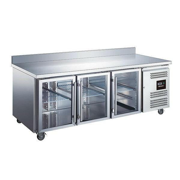 Blizzard HBC3CR 3 Door Glass Counter Fridge 417 Litres.