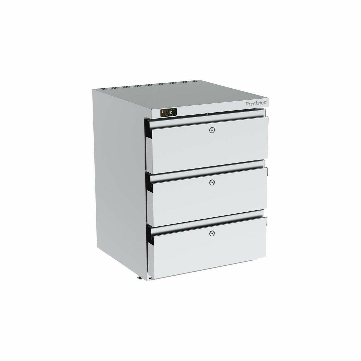 Precision HPU 153 Stainless Steel 3 Draw Undercounter Fridge 150 Litres.
