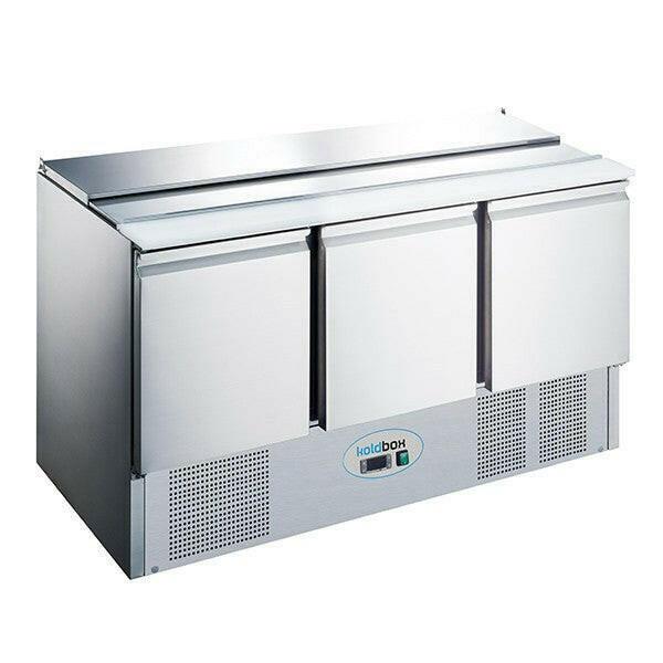 Koldbox KXCC3 Prep 3 Door Compact Saladette Counter Fridge 368 Litres.