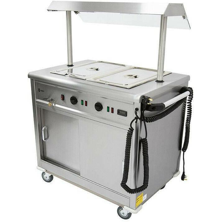Parry MSB9G Heated Bain Marie Top Mobile Servery With Gantry 1005mm.