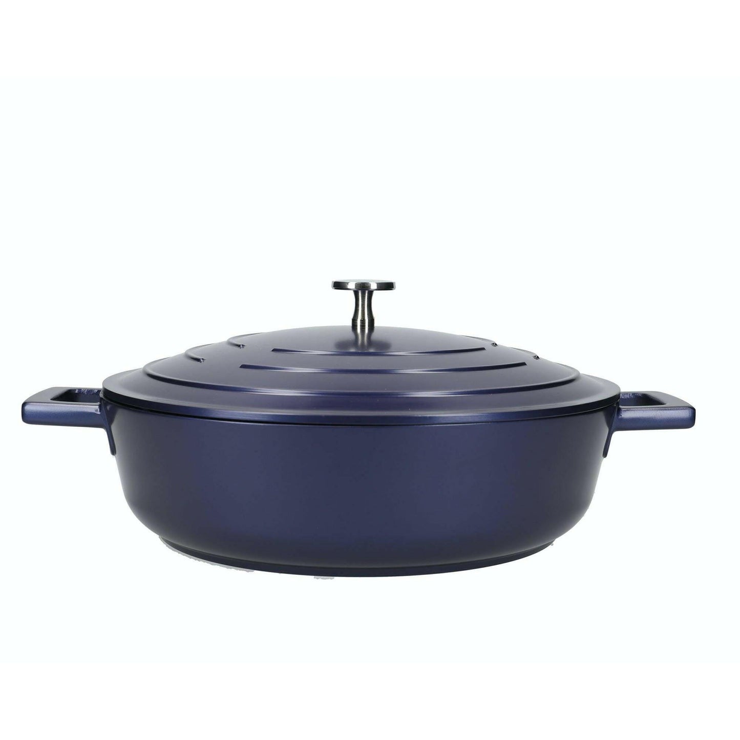 MasterClass Shallow 4 Litre Casserole Dish With Lid Metallic Blue.