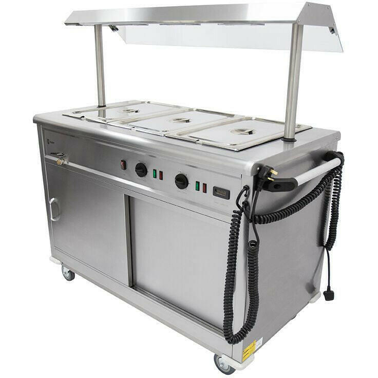 Parry MSB12G Heated Bain Marie Top Mobile Servery With Gantry 1305mm Wide - Cater-Connect Ltd