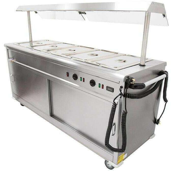 Parry MSB18G Heated Bain Marie Top Mobile Servery With Gantry 1875mm.