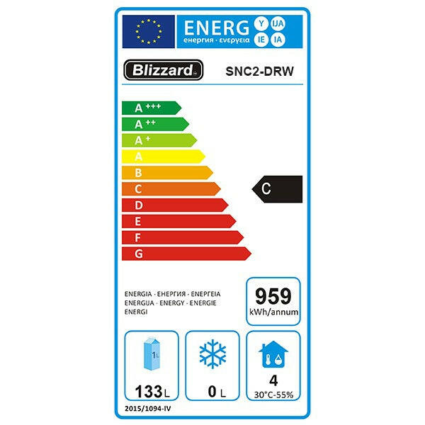 Blizzard SNC2-DRW 4 Draw Low Height Snack Counter Fridge 214 Litres - Cater-Connect Ltd