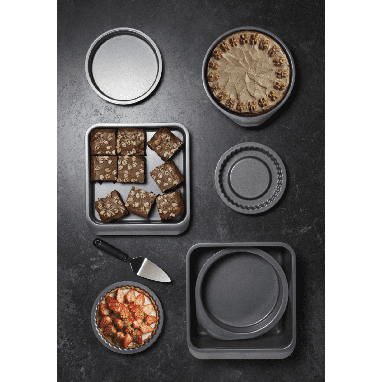MasterClass Smart Space Stacking Seven Piece Non-Stick Roasting, Baking & Pastry Set.
