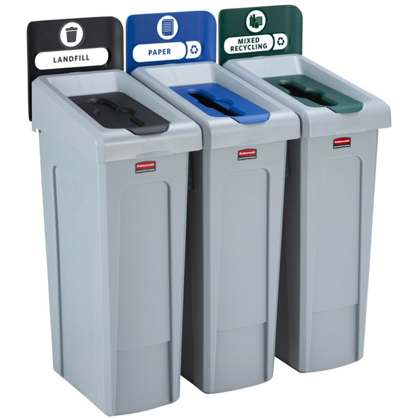 Rubbermaid Slim Jim Recycling Station Bundle 3 Stream.